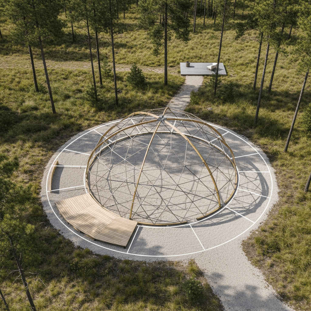 Glamping tent layout and footprint in actual setting