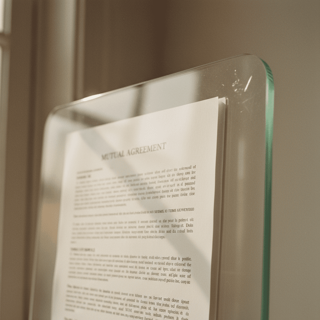 Transparent document holder displaying contract pages clearly