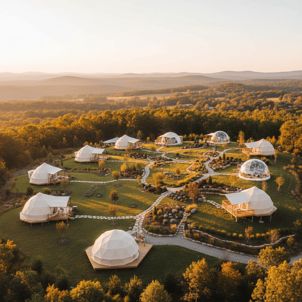 The Preserve at Crossville glamping resort with multiple custom tent designs